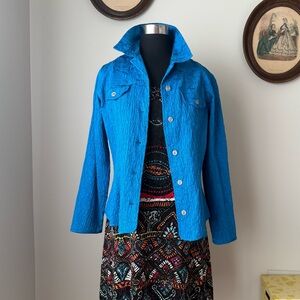 2010s Bright blue jacquard jacket - Chico’s